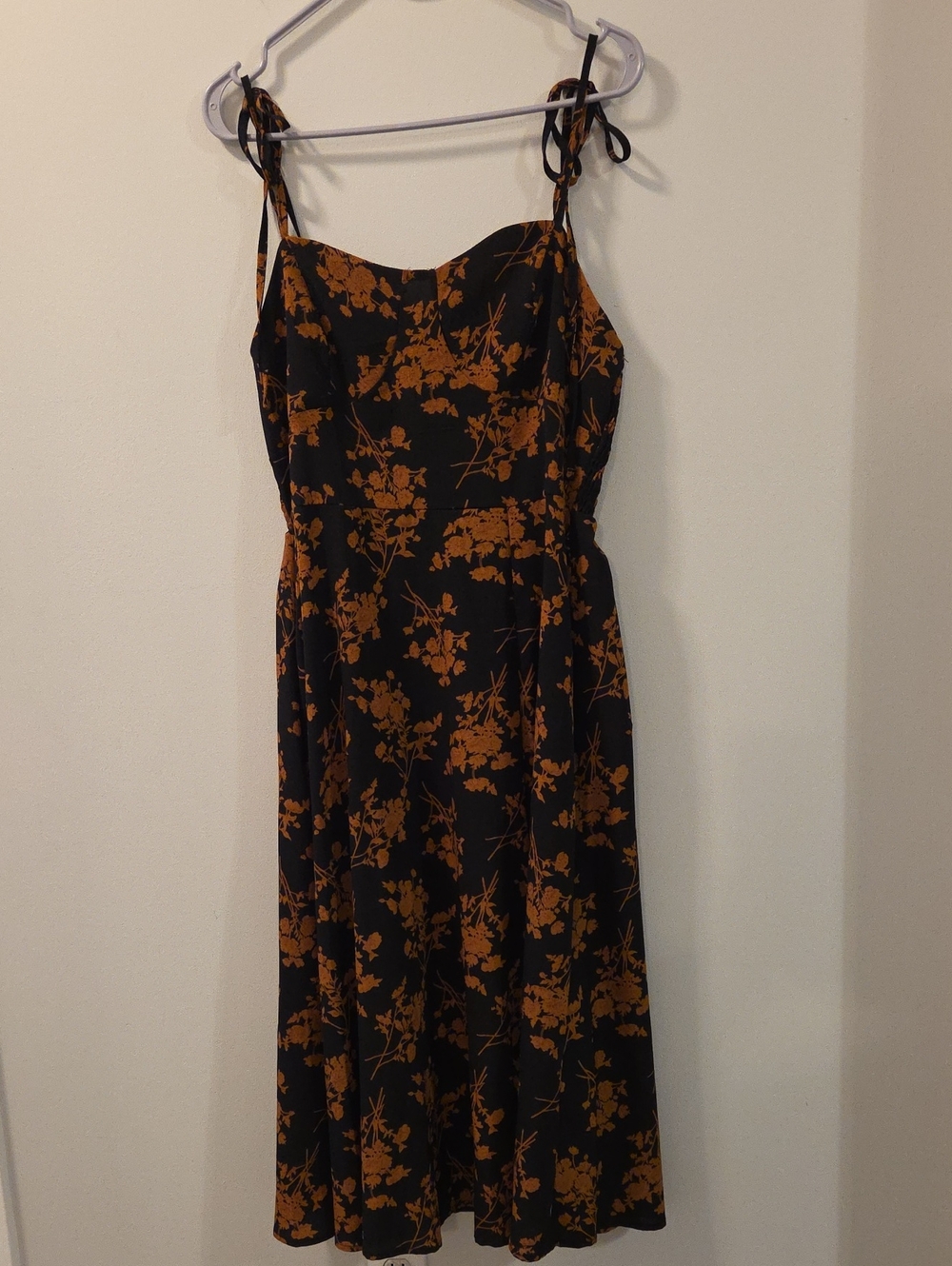 Black & Mustard/ Blue & Pink Floral Dresses Lot Of Two